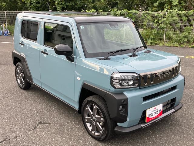 タフトGターボ ダーククロムベンチャー前後ダークガーニッシュ ガラスルーフ ルーフレール 15インチアルミ LEDヘッドライト&フォグランプ バックカメラ シートヒーター 電動駐車ブレーキ 自動追従クルコン 衝突被害軽減ブレーキ(千葉県)の中古車