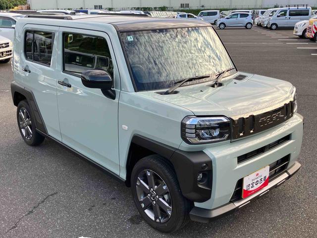 タフトGターボ ダーククロムベンチャー前後ダークガーニッシュ ガラスルーフ ルーフレール 15インチアルミ LEDヘッドライト&フォグランプ バックカメラ シートヒーター 電動駐車ブレーキ 自動追従クルコン 衝突被害軽減ブレーキ(千葉県)の中古車