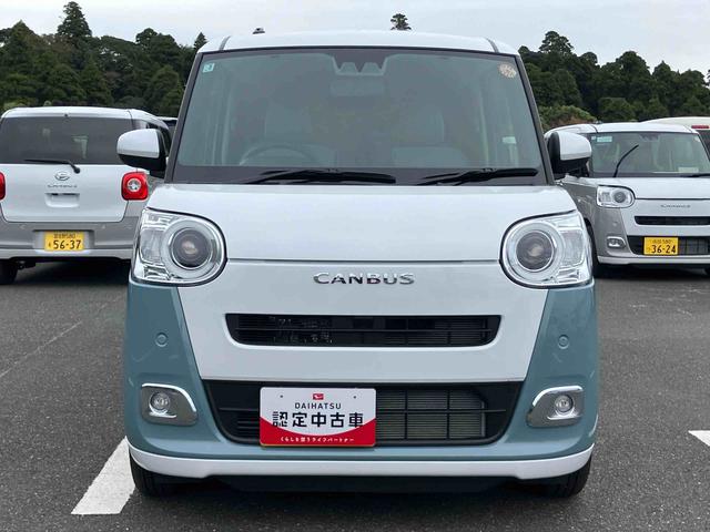 ムーヴキャンバスストライプスＧターボ両側電動スライドドア　ＬＥＤヘッドライト＆フォグランプ　シートヒーター　保温カップホルダー　電動駐車ブレーキ　バックカメラ　ステアリングスイッチ　自動追従クルコン　衝突被害軽減ブレーキ（千葉県）の中古車