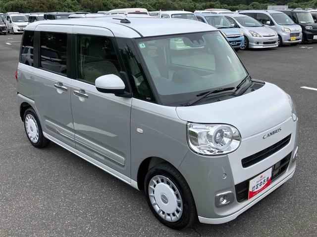 ムーヴキャンバスストライプスGターボ両側電動スライドドア LEDヘッドライト&フォグランプ シートヒーター 保温カップホルダー 電動駐車ブレーキ バックカメラ ステアリングスイッチ 自動追従クルコン 衝突被害軽減ブレーキ(千葉県)の中古車