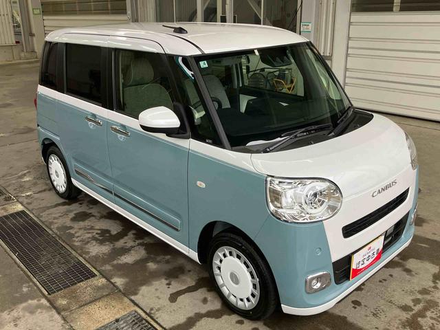 ムーヴキャンバスストライプスＧターボ両側電動スライドドア　ＬＥＤヘッドライト＆フォグランプ　シートヒーター　保温カップホルダー　電動駐車ブレーキ　バックカメラ　ステアリングスイッチ　自動追従クルコン　衝突被害軽減ブレーキ（千葉県）の中古車