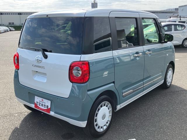 ムーヴキャンバスストライプスＧターボ両側電動スライドドア　ＬＥＤヘッドライト＆フォグランプ　シートヒーター　保温カップホルダー　電動駐車ブレーキ　バックカメラ　ステアリングスイッチ　自動追従クルコン　衝突被害軽減ブレーキ（千葉県）の中古車