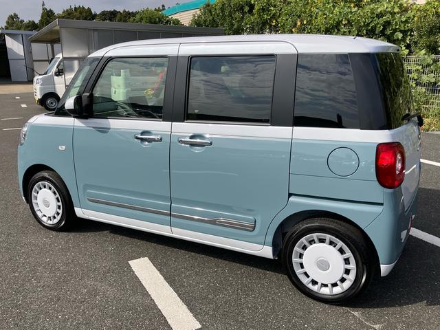 ムーヴキャンバスストライプスＧターボ両側電動スライドドア　ＬＥＤヘッドライト＆フォグランプ　シートヒーター　保温カップホルダー　電動駐車ブレーキ　バックカメラ　ステアリングスイッチ　自動追従クルコン　衝突被害軽減ブレーキ（千葉県）の中古車