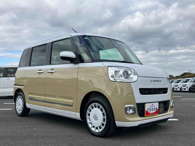 ムーヴキャンバスストライプスＧターボＬＥＤヘッドライト／両側電動スライドドア／アダプティブクルーズコントロール／コーナーセンサー／衝突回避支援システム／横滑り防止装置／オートライト／オートエアコン／電動格納ミラー／電動パーキングブレーキ（千葉県）の中古車