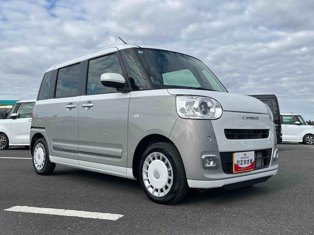 ムーヴキャンバスストライプスGターボLEDヘッドライト/両側電動スライドドア/アダプティブクルーズコントロール/コーナーセンサー/衝突回避支援システム/横滑り防止装置/オートライト/オートエアコン/電動格納ミラー/電動パーキングブレーキ(千葉県)の中古車