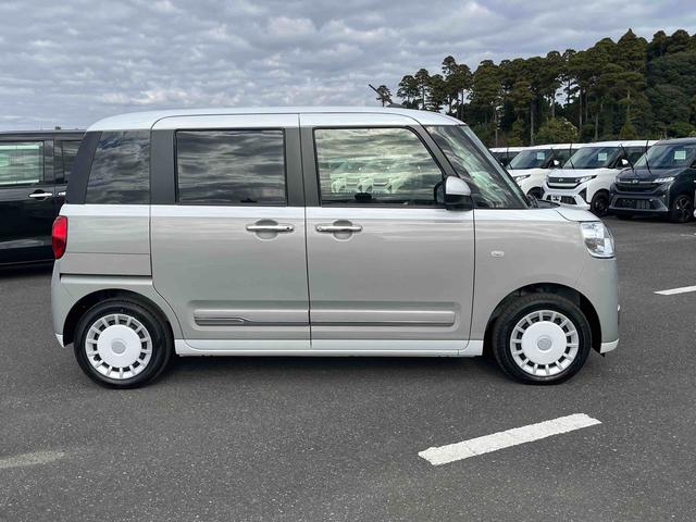 ムーヴキャンバスストライプスGターボLEDヘッドライト/両側電動スライドドア/アダプティブクルーズコントロール/コーナーセンサー/衝突回避支援システム/横滑り防止装置/オートライト/オートエアコン/電動格納ミラー/電動パーキングブレーキ(千葉県)の中古車