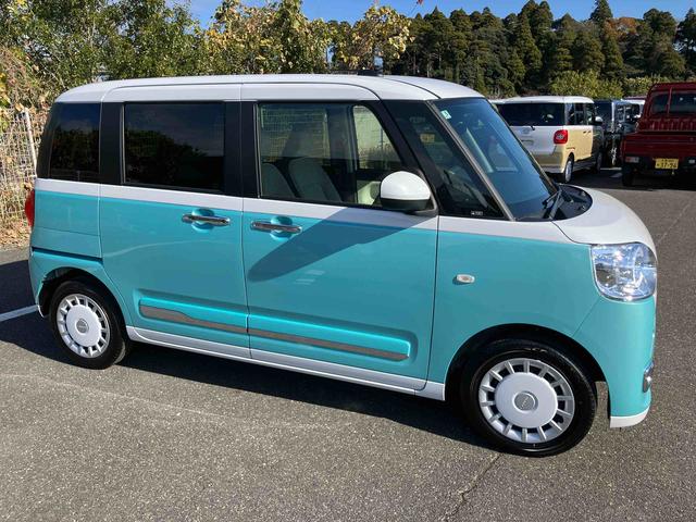 ムーヴキャンバスストライプスGターボ両側電動スライドドア LEDヘッドライト&フォグランプ シートヒーター 保温カップホルダー 電動駐車ブレーキ バックカメラ ステアリングスイッチ 自動追従クルコン 衝突被害軽減ブレーキ(千葉県)の中古車