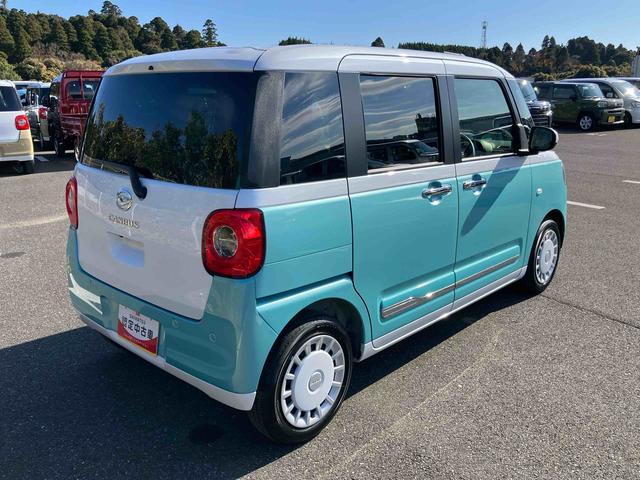 ムーヴキャンバスストライプスGターボ両側電動スライドドア LEDヘッドライト&フォグランプ シートヒーター 保温カップホルダー 電動駐車ブレーキ バックカメラ ステアリングスイッチ 自動追従クルコン 衝突被害軽減ブレーキ(千葉県)の中古車