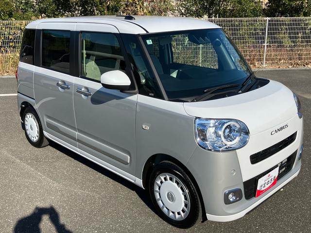 ムーヴキャンバスストライプスＧターボ両側電動スライドドア　ＬＥＤヘッドライト＆フォグランプ　シートヒーター　保温カップホルダー　電動駐車ブレーキ　バックカメラ　ステアリングスイッチ　自動追従クルコン　衝突被害軽減ブレーキ（千葉県）の中古車