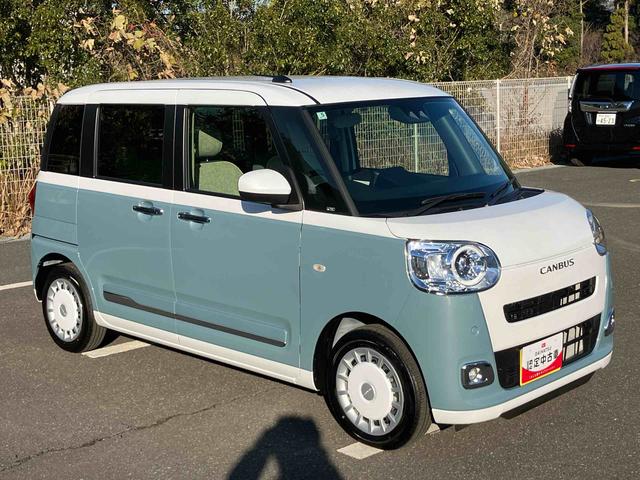 ムーヴキャンバスストライプスＧターボ両側電動スライドドア　ＬＥＤヘッドライト＆フォグランプ　シートヒーター　保温カップホルダー　電動駐車ブレーキ　バックカメラ　ステアリングスイッチ　自動追従クルコン　衝突被害軽減ブレーキ（千葉県）の中古車