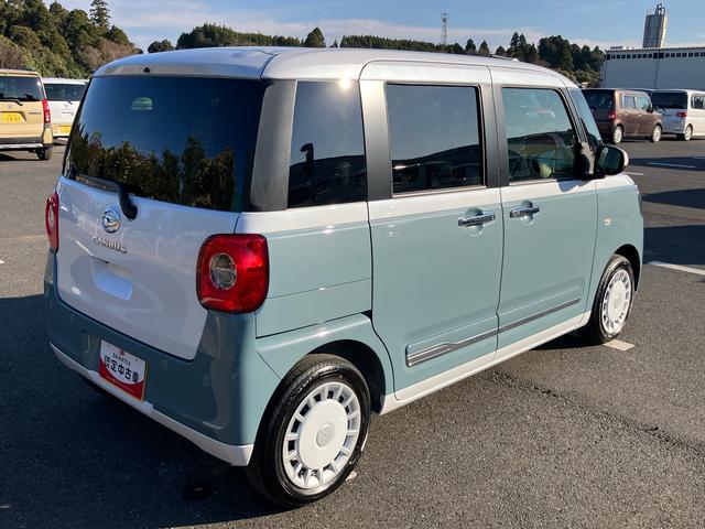 ムーヴキャンバスストライプスＧターボ両側電動スライドドア　ＬＥＤヘッドライト＆フォグランプ　シートヒーター　保温カップホルダー　電動駐車ブレーキ　バックカメラ　ステアリングスイッチ　自動追従クルコン　衝突被害軽減ブレーキ（千葉県）の中古車