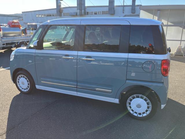 ムーヴキャンバスストライプスＧターボ両側電動スライドドア　ＬＥＤヘッドライト＆フォグランプ　シートヒーター　保温カップホルダー　電動駐車ブレーキ　バックカメラ　ステアリングスイッチ　自動追従クルコン　衝突被害軽減ブレーキ（千葉県）の中古車