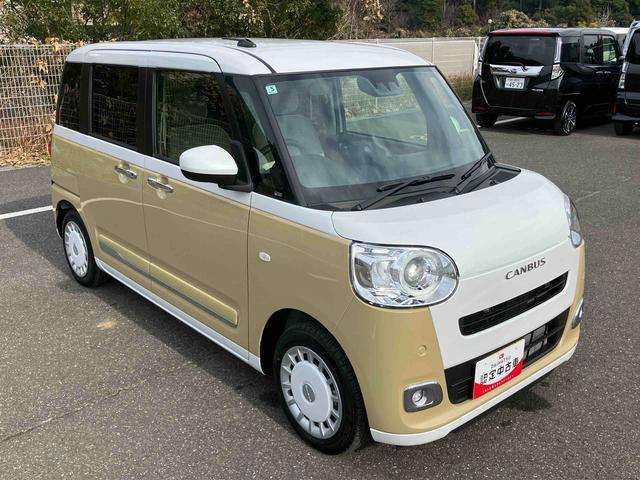 ムーヴキャンバスストライプスＧターボ両側電動スライドドア　ＬＥＤヘッドライト＆フォグランプ　シートヒーター　保温カップホルダー　電動駐車ブレーキ　バックカメラ　ステアリングスイッチ　自動追従クルコン　衝突被害軽減ブレーキ（千葉県）の中古車