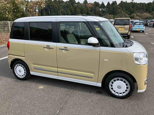 ムーヴキャンバスストライプスＧターボ両側電動スライドドア　ＬＥＤヘッドライト＆フォグランプ　シートヒーター　保温カップホルダー　電動駐車ブレーキ　バックカメラ　ステアリングスイッチ　自動追従クルコン　衝突被害軽減ブレーキ（千葉県）の中古車