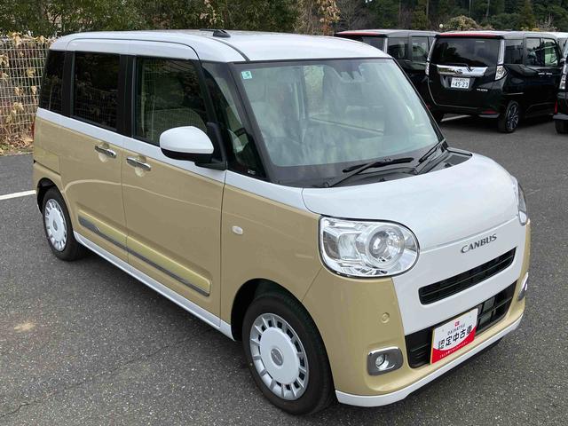 ムーヴキャンバスストライプスＧターボ両側電動スライドドア　ＬＥＤヘッドライト＆フォグランプ　シートヒーター　保温カップホルダー　電動駐車ブレーキ　バックカメラ　ステアリングスイッチ　自動追従クルコン　衝突被害軽減ブレーキ（千葉県）の中古車