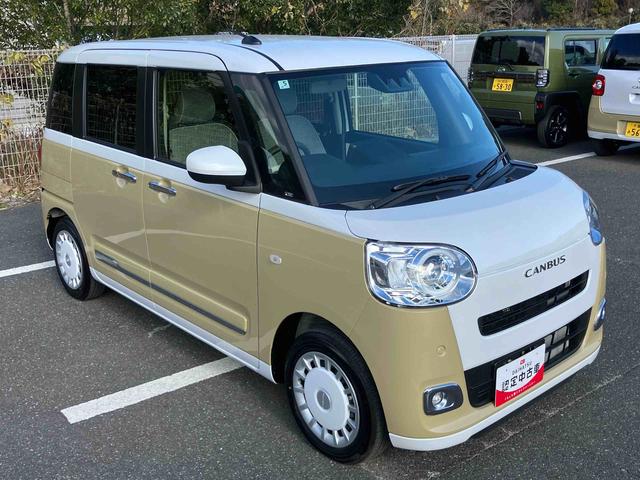 ムーヴキャンバスストライプスＧターボ両側電動スライドドア　ＬＥＤヘッドライト＆フォグランプ　シートヒーター　保温カップホルダー　電動駐車ブレーキ　バックカメラ　ステアリングスイッチ　自動追従クルコン　衝突被害軽減ブレーキ（千葉県）の中古車