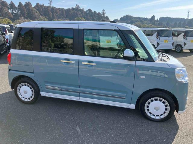 ムーヴキャンバスストライプスＧターボ両側電動スライドドア　ＬＥＤヘッドライト＆フォグランプ　シートヒーター　保温カップホルダー　電動駐車ブレーキ　バックカメラ　ステアリングスイッチ　自動追従クルコン　衝突被害軽減ブレーキ（千葉県）の中古車