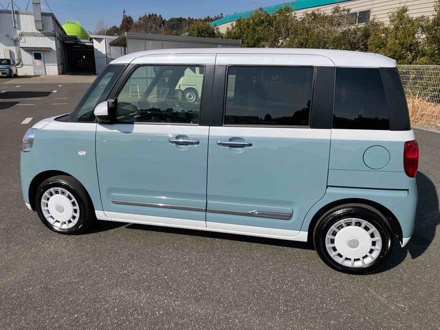 ムーヴキャンバスストライプスＧターボ両側電動スライドドア　ＬＥＤヘッドライト＆フォグランプ　シートヒーター　保温カップホルダー　電動駐車ブレーキ　バックカメラ　ステアリングスイッチ　自動追従クルコン　衝突被害軽減ブレーキ（千葉県）の中古車