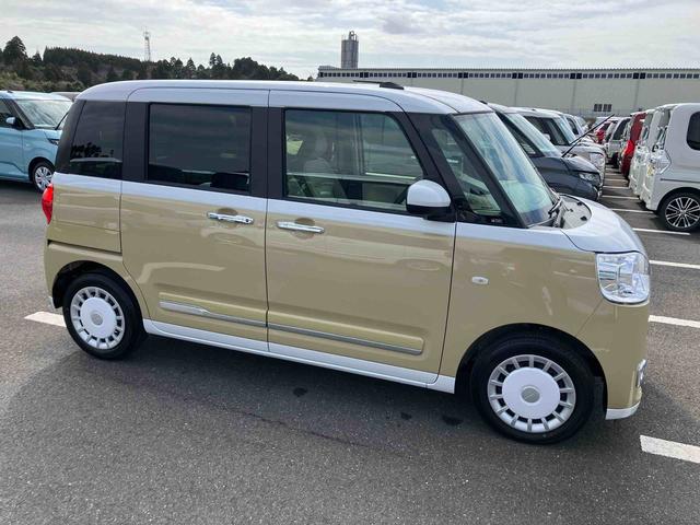 ムーヴキャンバスストライプスＧターボ両側電動スライドドア　ＬＥＤヘッドライト＆フォグランプ　シートヒーター　保温カップホルダー　電動駐車ブレーキ　バックカメラ　ステアリングスイッチ　自動追従クルコン　衝突被害軽減ブレーキ（千葉県）の中古車