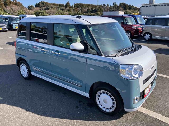 ムーヴキャンバスストライプスＧターボ両側電動スライドドア　ＬＥＤヘッドライト＆フォグランプ　シートヒーター　保温カップホルダー　電動駐車ブレーキ　バックカメラ　ステアリングスイッチ　自動追従クルコン　衝突被害軽減ブレーキ（千葉県）の中古車