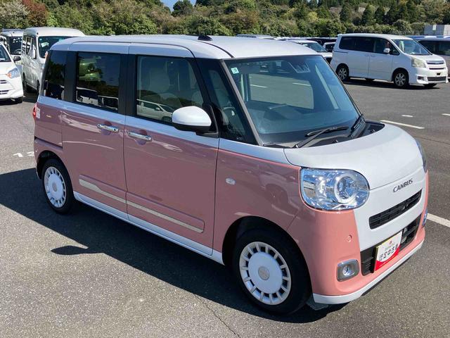 ムーヴキャンバスストライプスＧターボ両側電動スライドドア　ＬＥＤヘッドライト＆フォグランプ　シートヒーター　保温カップホルダー　電動駐車ブレーキ　バックカメラ　ステアリングスイッチ　自動追従クルコン　衝突被害軽減ブレーキ（千葉県）の中古車