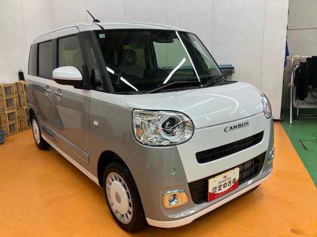 ムーヴキャンバスストライプスGスマアシ ダイハツ予防安全機能 前後コーナーセンサー 置きラクボックス ホットカップホルダー オートブレーキホールド付き電動パーキング 前席シートヒーター オートライト オートハイビーム(千葉県)の中古車