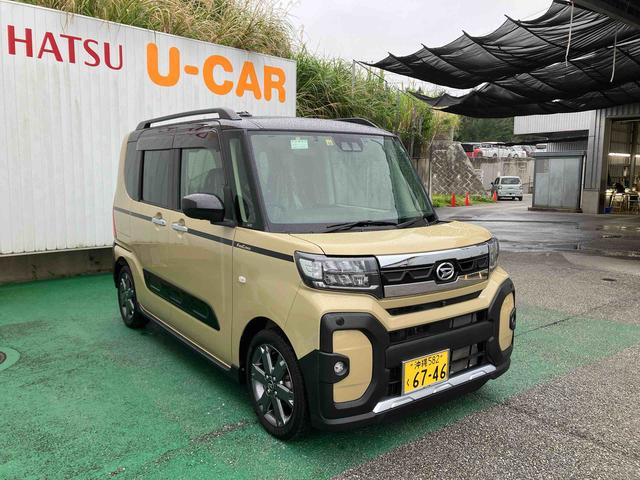 タントファンクロスターボターボ車　オートエアコン　９インチディスプレイオーディオ　パノラマモニター　ドライブレコーダー　衝突回避支援システム　コーナーセンサー　両側パワースライドドア　キーフリーシステム（沖縄県）の中古車