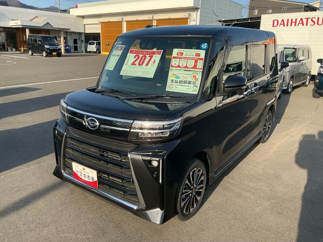 タントカスタムＲＳターボ　オーディオレス　ＵＳＢソケット　両側電動スライドドア　ミラクルオープンドア　両側シートヒーター　ＬＥＤヘッドランプ　オートライト　格納式テーブル　電動パーキングブレーキ　キーフリー　スマアシ（長野県）の中古車