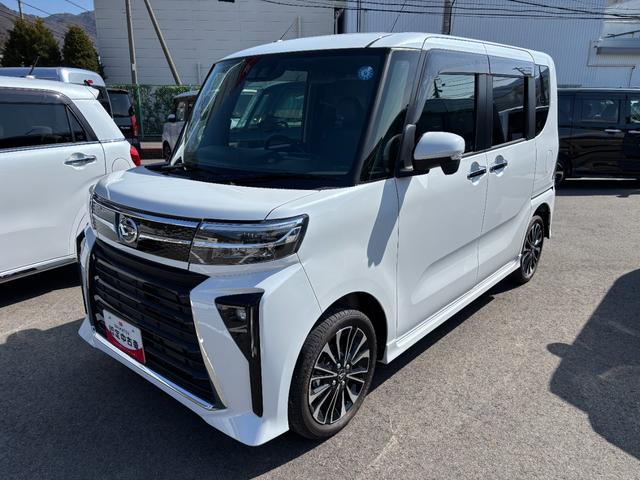 タントカスタムRSターボ オーディオレス USBソケット 両側電動スライドドア ミラクルオープンドア 両側シートヒーター 電動パーキングブレーキ 格納式テーブル LED オートライト 15インチアルミホイール スマアシ(長野県)の中古車