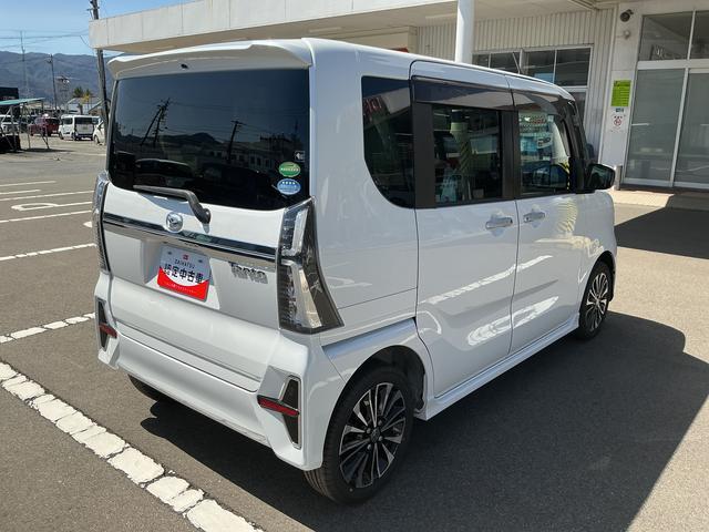 タントカスタムRSターボ 追従機能 ETC ドラレコ 純正ナビ パノラマモニター Bluetooth ハンズフリー フルセグ USBソケット 両側電動スライドドア 両側シートヒーター 格納式テーブル LED スマアシ(長野県)の中古車