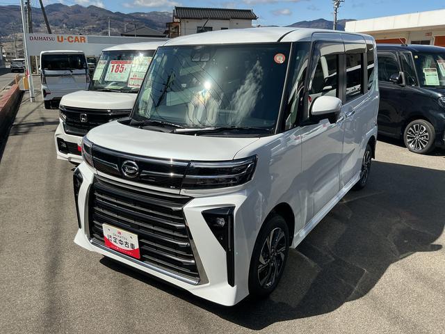 タントカスタムＸオーディオレス　ＵＳＢソケット　両側電動スライドドア　ミラクルオープンドア　両側シートヒーター　格納式テーブル　電動格納ミラー　ＬＥＤ　オートライト　プッシュスタート　キーフリー　スマアシ（長野県）の中古車