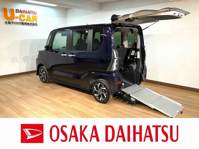 タントスローパーカスタムＲＳ　元試乗車／走行０．１万キロ元試乗車／走行０．１万キロ／オーディオレス／電動パーキングブレーキ／ホールド機能／両側パワースライドドア／キーフリー／コーナーセンサー／革ハンドル／シートヒーター／バックカメラ／衝突軽減ブレーキ（大阪府）の中古車