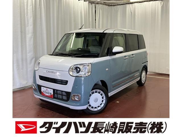 ムーヴキャンバスストライプスＧ届出済未使用車　展示車　１オーナー　禁煙　両面電動スライドドア　前席シートヒーター　スマートキー　ＬＥＤ　オートマチックハイビーム　オートライト　アイドリングストップ　衝突安全ボディ　点検記録簿（長崎県）の中古車