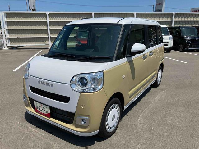 ムーヴキャンバスストライプスＧ２ＷＤ　ＣＶＴ　６６０ｃｃ　カーナビ　全方位モニター用カメラ　両側電動スライドドア　衝突被害軽減ブレーキ　横滑り防止装置　ＡＢＳ　アイドリングストップ　プッシュボタンスタート　前席シートヒーター（福島県）の中古車