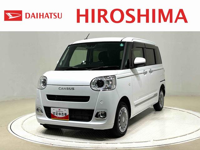 ムーヴキャンバスセオリーＧターボ　４ＷＤＬＥＤヘッドランプ・フォグランプ　電動パーキングブレーキ　プッシュボタンスタート　セキュリティアラーム　バックカメラ　両側パワースライドドアウエルカムオープン機能　オート電動格納式ドアミラー（広島県）の中古車