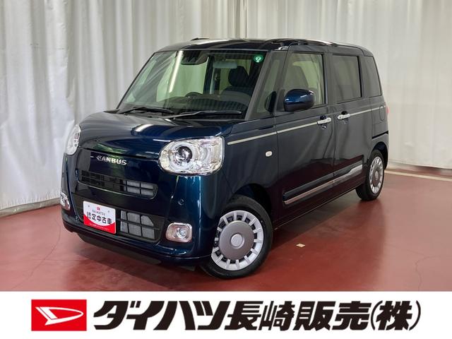 ムーヴキャンバスセオリーＧ届出済未使用車　元展示車　１オーナー　アイドリングストップ　衝突被害軽減システム　電動格納ドアミラー　ＬＥＤヘッドランプ　シートヒーター　両側電動スライドドア　禁煙　オートライト　ベンチシート（長崎県）の中古車