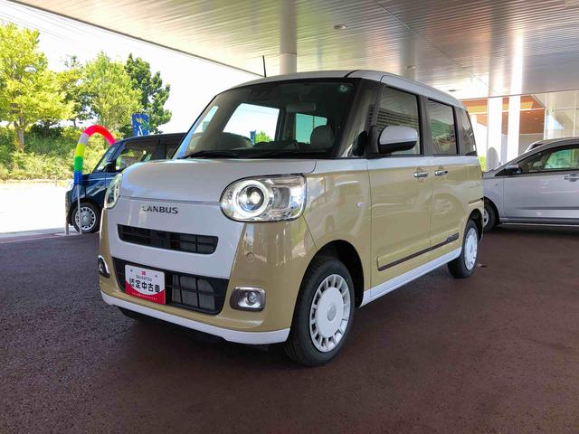 ムーヴキャンバスストライプスＧ　４ＷＤ　走行距離２９９ｋｍ４ＷＤ　スマートアシスト　１４インチフルホイールキャップ　ＬＥＤヘッドランプ　キーフリーシステム　電動パーキングブレーキ　パワースライドドア　ステアリングスイッチ（山形県）の中古車