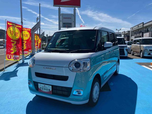 ムーヴキャンバスストライプスＧ２ＷＤ　ＣＶＴ　６６０ｃｃ　両側電動スライドドア　衝突被害軽減ブレーキ　横滑り防止装置　ＡＢＳ　アイドリングストップ　プッシュボタンスタート　ホットカップホルダー　前席シートヒーター　届出済未使用車（福島県）の中古車