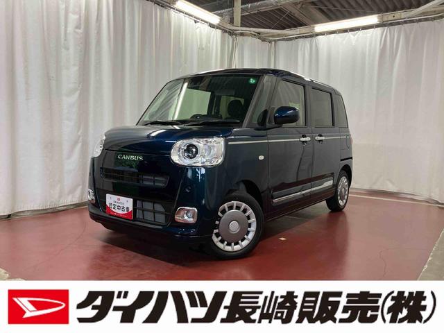 ムーヴキャンバスセオリーＧ届出済未使用車　元展示車　アイドリングストップ　衝突被害軽減システム　電動格納ミラー　ＬＥＤヘッドランプ　シートヒーター　両側電動スライドドア　オートライト　ベンチシート　衝突安全ボディ　１オーナー（長崎県）の中古車