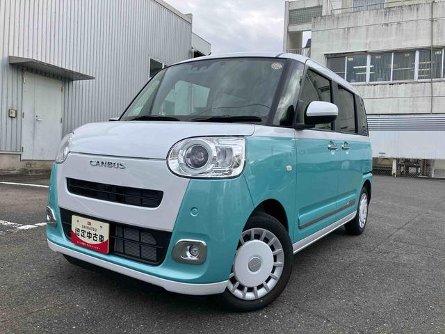 ムーヴキャンバスストライプスＧスマートアシスト　２ＷＤ　ＣＶＴ　運転席・助手席シートヒーター　電動パーキングブレーキ　オートホールド機能　両側パワースライドドア　パノラマモニター　コーナーセンサー　運転席・助手席ＳＲＳエアバッグ（福島県）の中古車