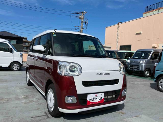 ムーヴキャンバスストライプスＧターボ　７インチナビ・前後ドラレコ・ＥＴＣ付フルＬＥＤヘッドランプ　ＬＥＤフォグランプ　運転席／助手席シートヒーター　シートバックユーティリティーフック　ホッとカップホルダー　置きラクボックス　ラゲージアンダーボックス　両側パワースライドドア（東京都）の中古車