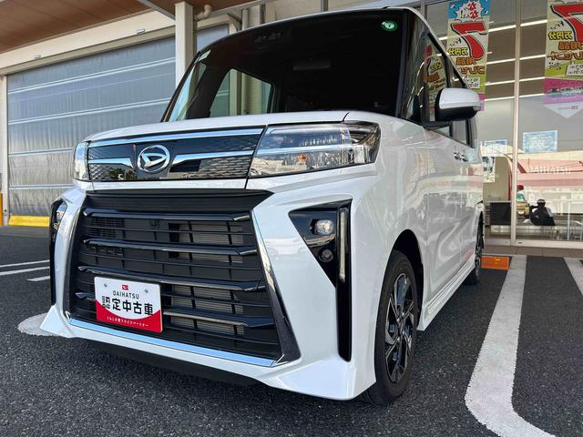 タントカスタムＸインパネシフト　プッシュスタートスイッチ　電子カードキー　電動パーキングブレーキ　ディスプレイオーディオ　バックモニター　衝突軽減ブレーキ　車線逸脱防止　アルミホイール　両側パワースライドドア　ＡＢＳ（鹿児島県）の中古車