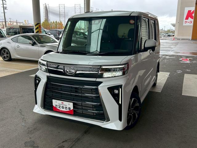 タントカスタムＸ４ＷＤ　次世代スマートアシスト　両側パワースライドドア　シートヒーター　パノラマ対応カメラ　ステアリングスイッチ　シートバックテーブル　サンシェード　電動パーキングブレーキ・ブレーキホールド機能（石川県）の中古車