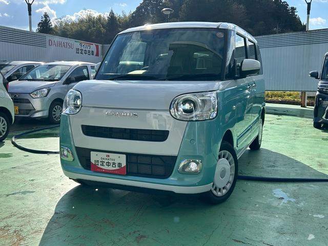 ムーヴキャンバスストライプスＧ４ＷＤ　次世代スマートアシスト　両側パワースライドドア　電動パーキングブレーキ・ブレーキホールド機能　シートヒーター　ＣＤステレオ　バックカメラ　ステアリングスイッチ　オートライト　置き楽ＢＯＸ（石川県）の中古車