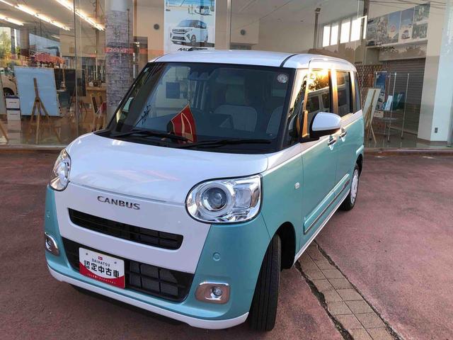 ムーヴキャンバスストライプスＧ　４ＷＤ　走行距離１８５２ｋｍ４ＷＤ　スマートアシスト　１４インチフルホイールキャップ　両側パワースライドドア　プッシュボタンスタート　ステアリングスイッチ（山形県）の中古車