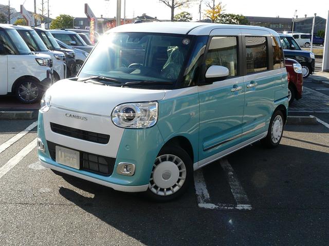 ムーヴキャンバスストライプスGキーフリーシステム スモークガラス セキュリティアラーム 走行距離1km(福岡県)の中古車