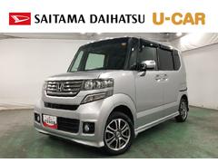 Ｎ−ＢＯＸ＋カスタムＧ・ターボＡパッケージ　走行４９７８９キロ／ナビ／後席モニタ一年保証・走行距離無制限走行４９７８９キロ　フルセグナビ　ブルートゥース　バックカメラ　後席モニター　サイドエアバック　ＨＩＤヘッドライト　ベンチシート　両側電動スライドドア