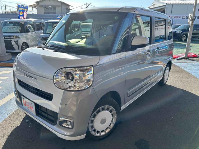 ムーヴキャンバスストライプスG 当店デモカーアップ 走行7012キロ一年保証・走行距離無制限 サイドエアバック クリアランスソナー オートマチックハイビーム オートライト LEDヘッドライト ベンチシート シートヒーター 両側電動スライドドア(埼玉県)の中古車