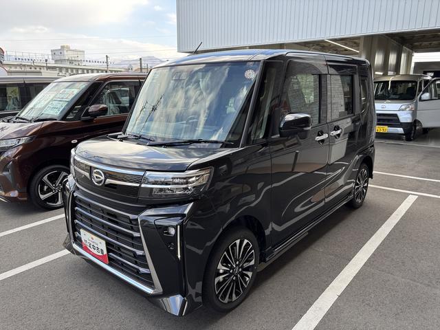 タントカスタムRSターボ オーディオレス USBソケット 両側電動スライドドア ミラクルオープンドア 格納式テーブル 電動格納ミラー LED オートライト プッシュスタート 電動パーキングブレーキ キーフリー スマアシ(長野県)の中古車