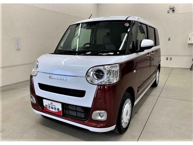 ムーヴキャンバスストライプスＧツートンカラー　ＬＥＤヘッドライト／フォグランプ　コーナーセンサー　両側パワ−スライドドア　運転席／助手席シートヒーター　禁煙車　記録簿　認定中古車　レーンアシスト　衝突回避支援システム搭載車（島根県）の中古車